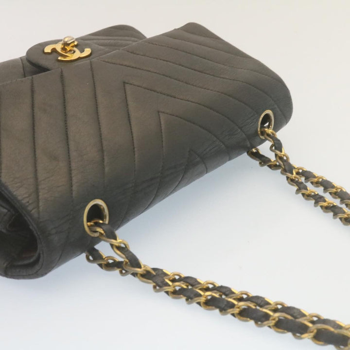 Top Quality Chanel Mademoiselle Turn Lock New Shoulder Bag Lamb Skin Black CC Auth ai677A
