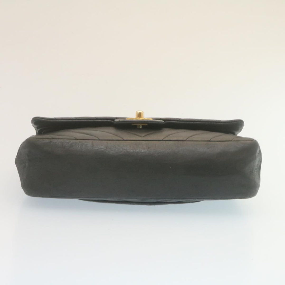 Top Quality Chanel Mademoiselle Turn Lock New Shoulder Bag Lamb Skin Black CC Auth ai677A