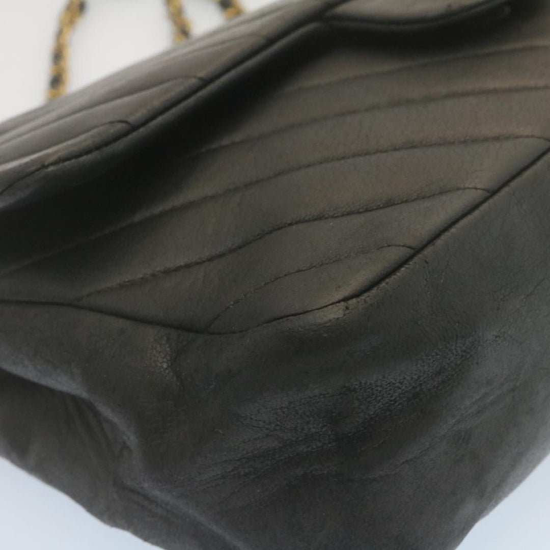 Top Quality Chanel Mademoiselle Turn Lock New Shoulder Bag Lamb Skin Black CC Auth ai677A