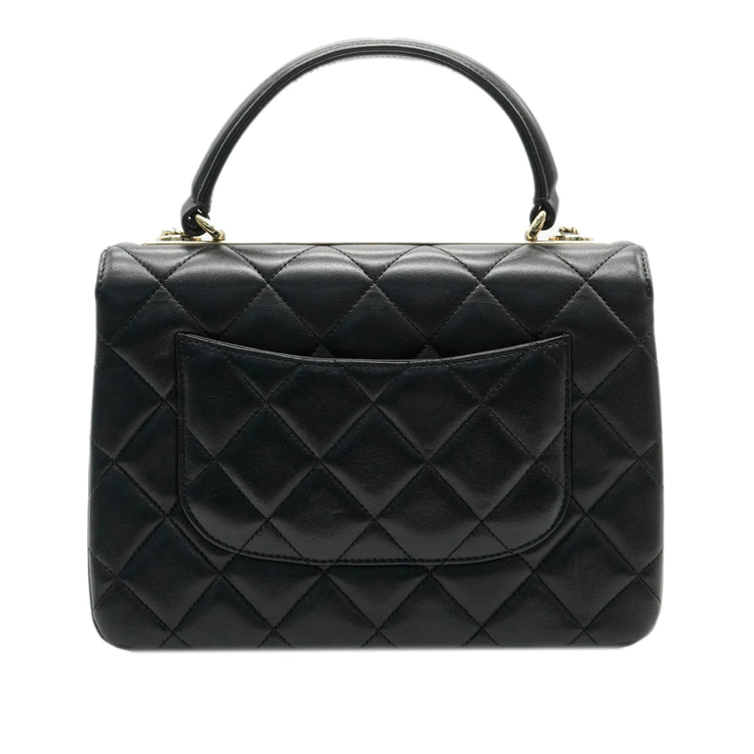 Chanel Black Quilted Lambskin Small Trendy CC Dual Handle New Bag
