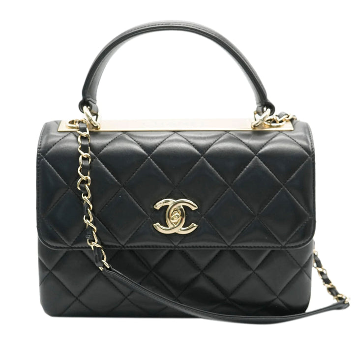 Chanel Black Quilted Lambskin Small Trendy CC Dual Handle New Bag