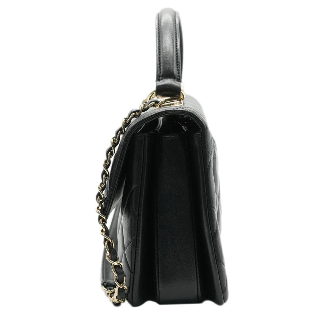 Chanel Black Quilted Lambskin Small Trendy CC Dual Handle New Bag