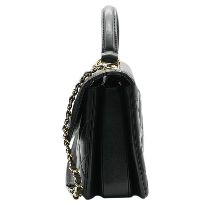 Chanel Black Quilted Lambskin Small Trendy CC Dual Handle New Bag