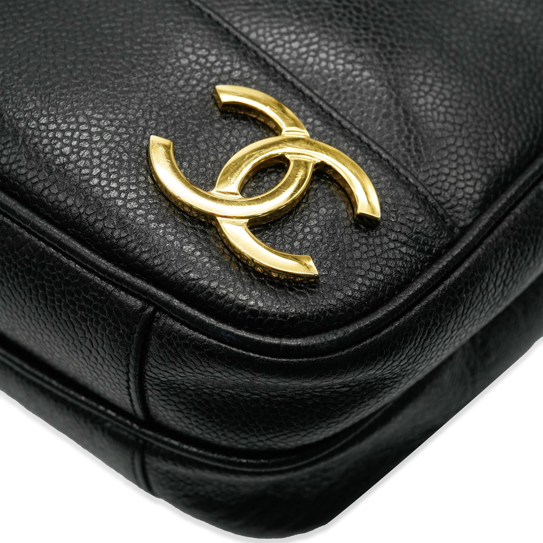 Chanel Black Caviar Triple CC Chain Tote