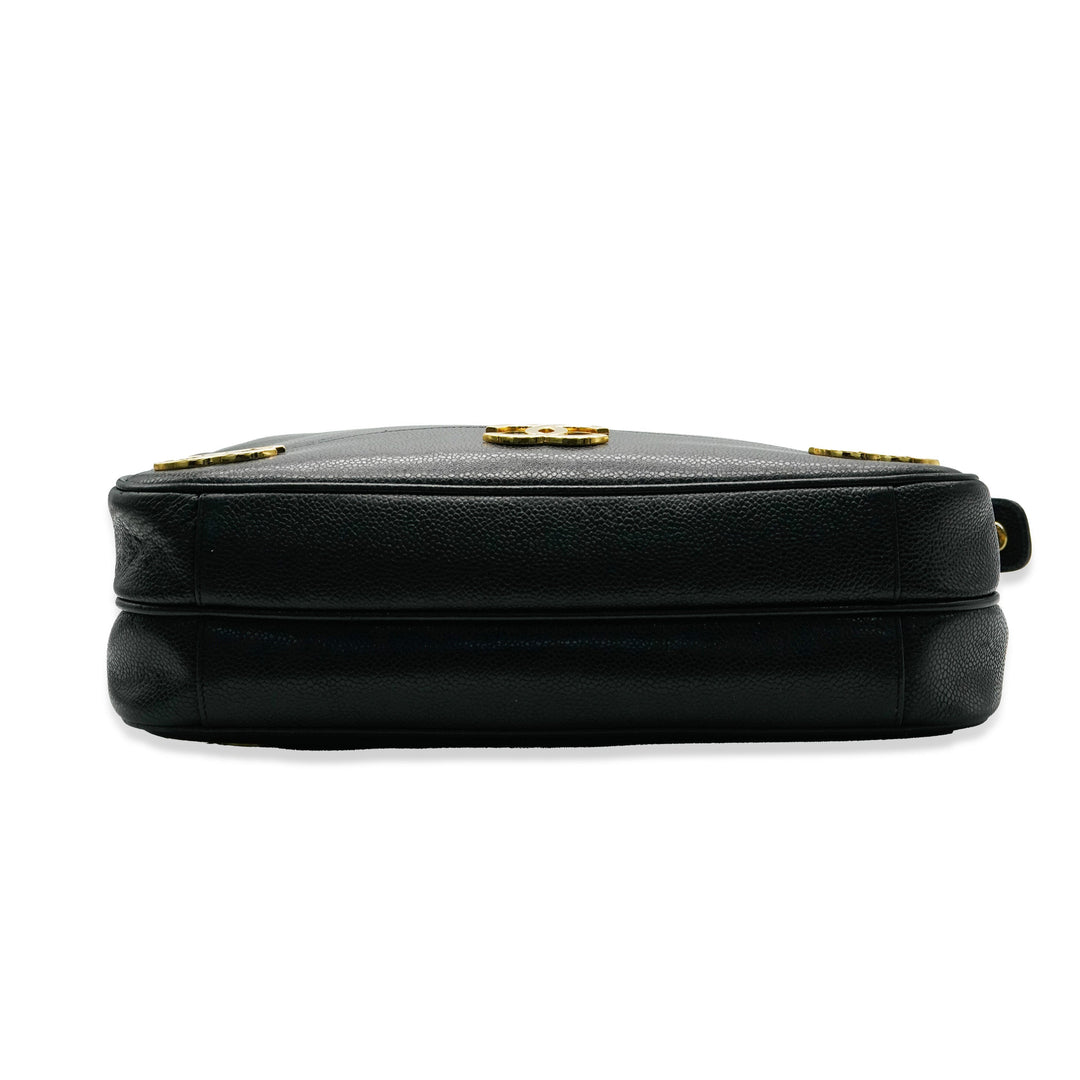 Chanel Black Caviar Triple CC Chain Tote