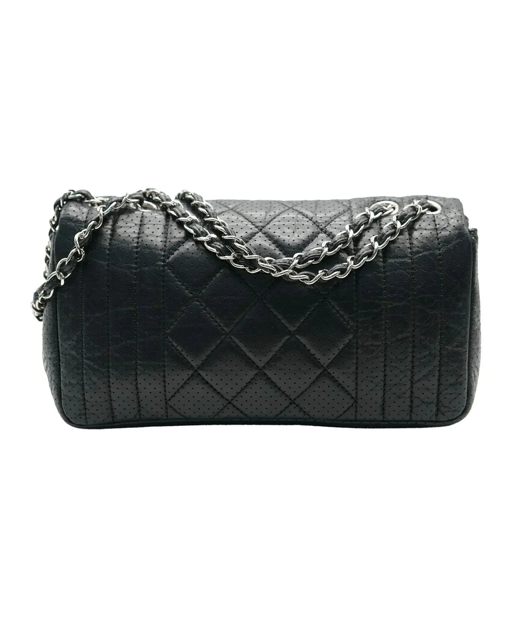 Chanel Black Perforated Calfskin Medium 50's New Bag