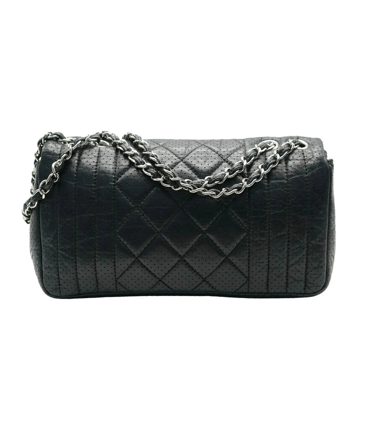 Chanel Black Perforated Calfskin Medium 50's New Bag