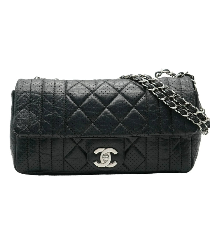 Chanel Black Perforated Calfskin Medium 50's New Bag
