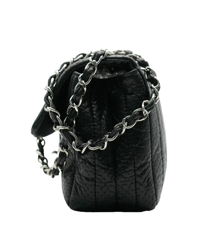 Chanel Black Perforated Calfskin Medium 50's New Bag