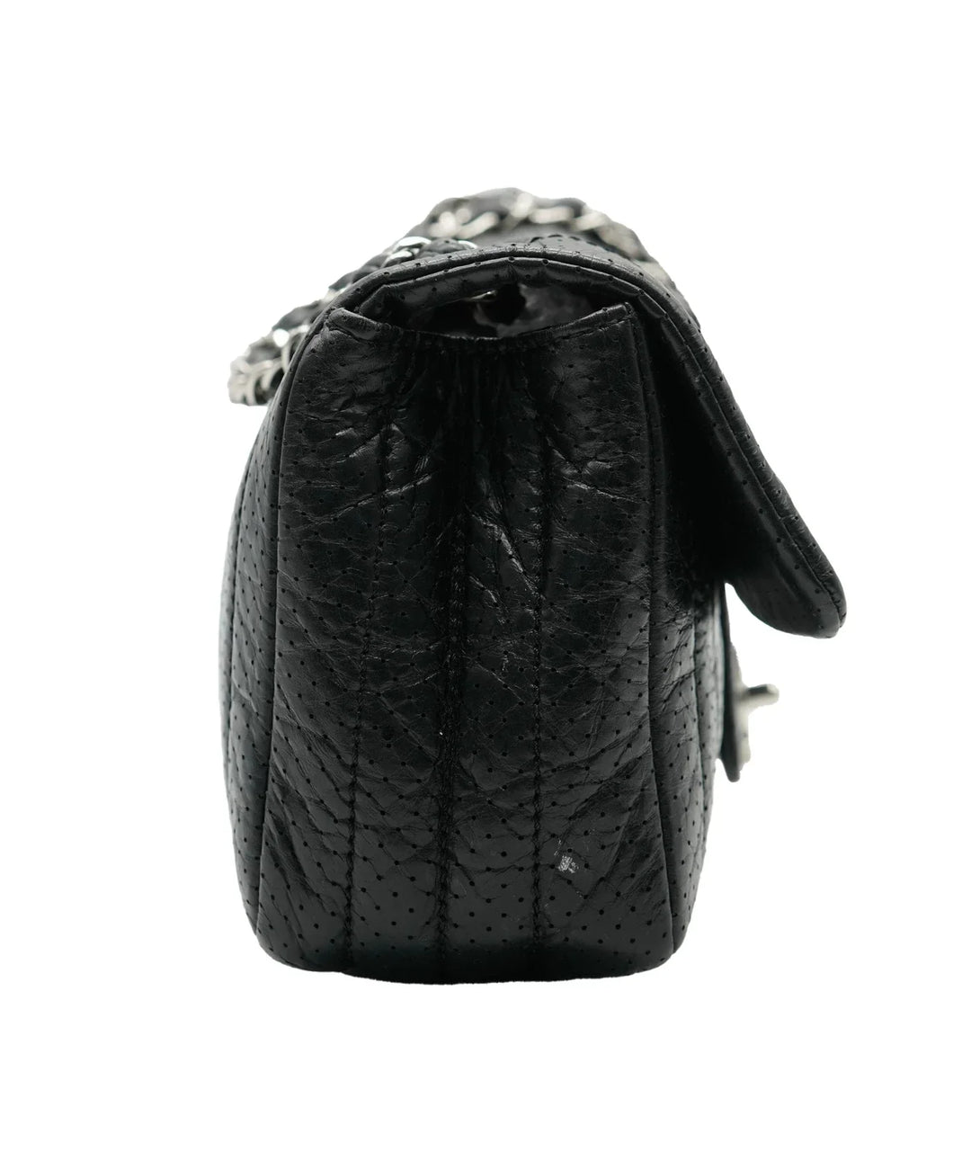 Chanel Black Perforated Calfskin Medium 50's New Bag