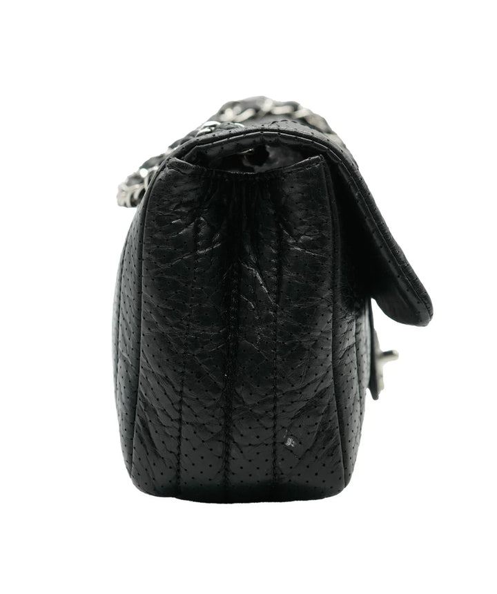 Chanel Black Perforated Calfskin Medium 50's New Bag