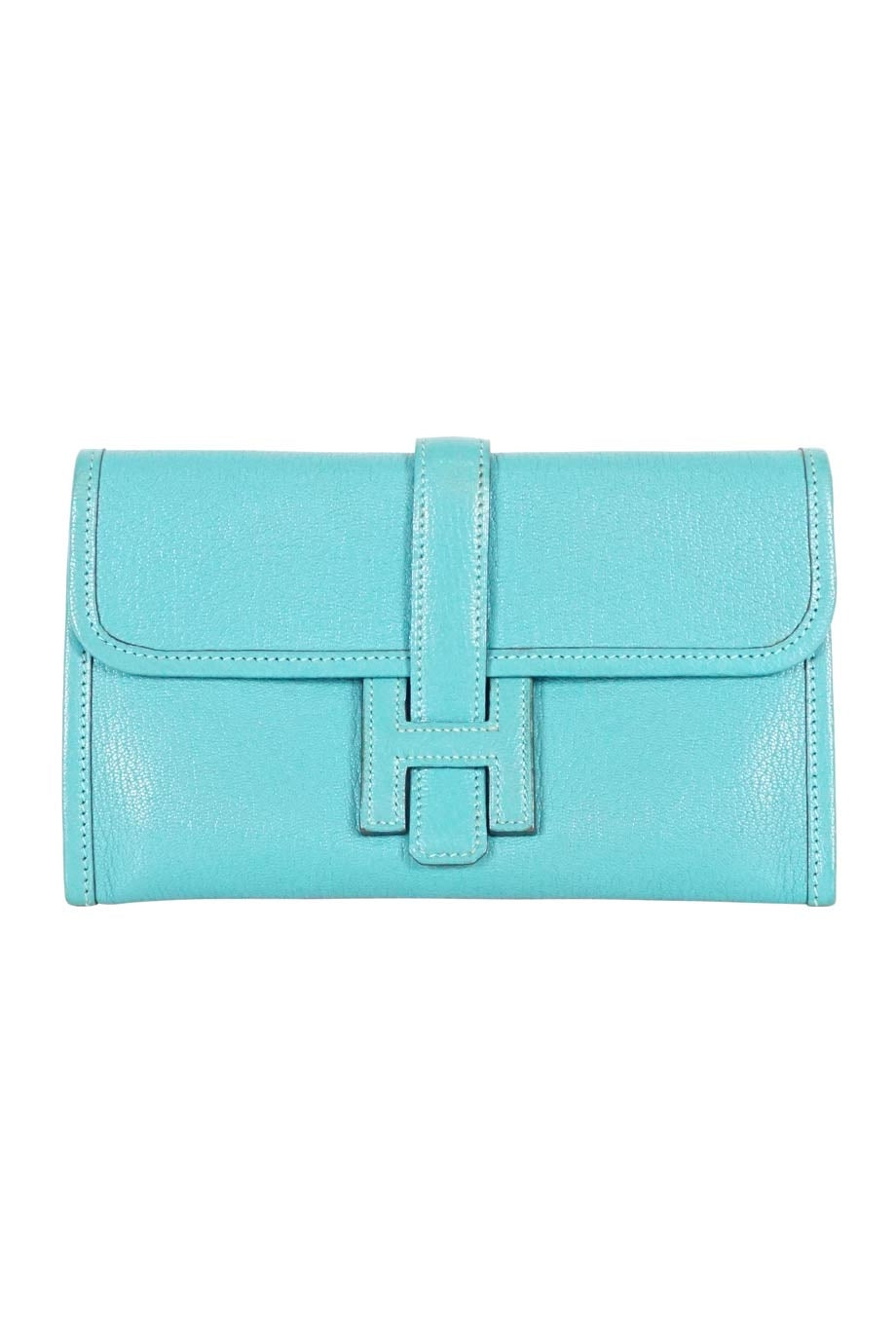 HERMeS turquoise jige leather clutch
