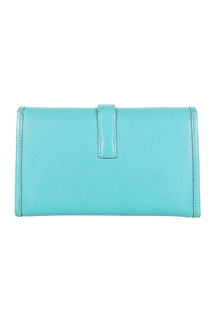 HERMeS turquoise jige leather clutch