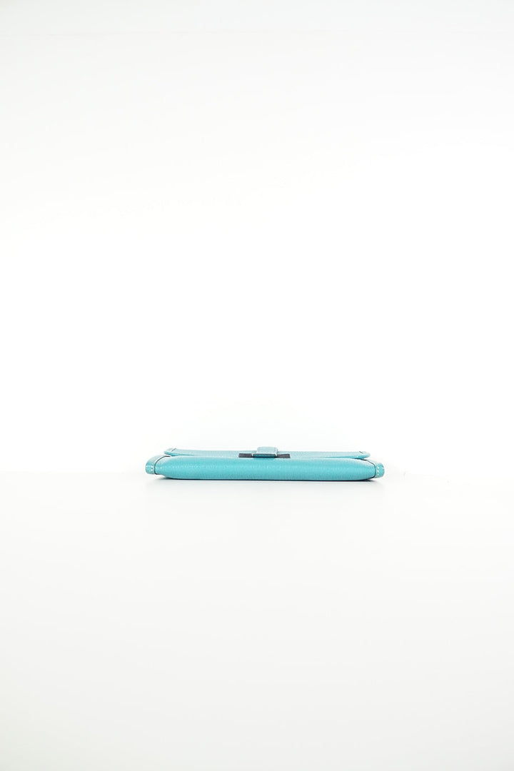 HERMeS turquoise jige leather clutch