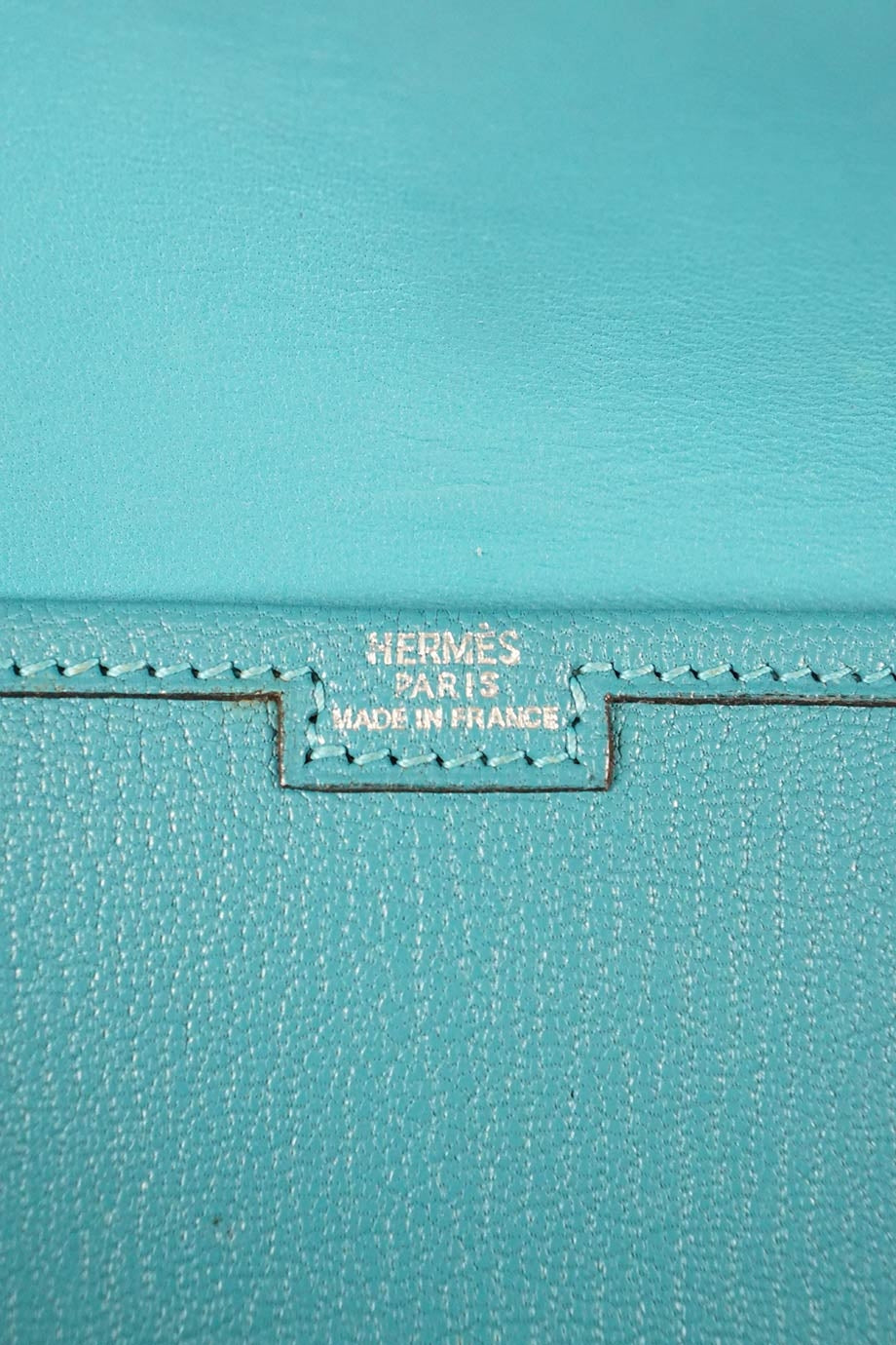 HERMeS turquoise jige leather clutch