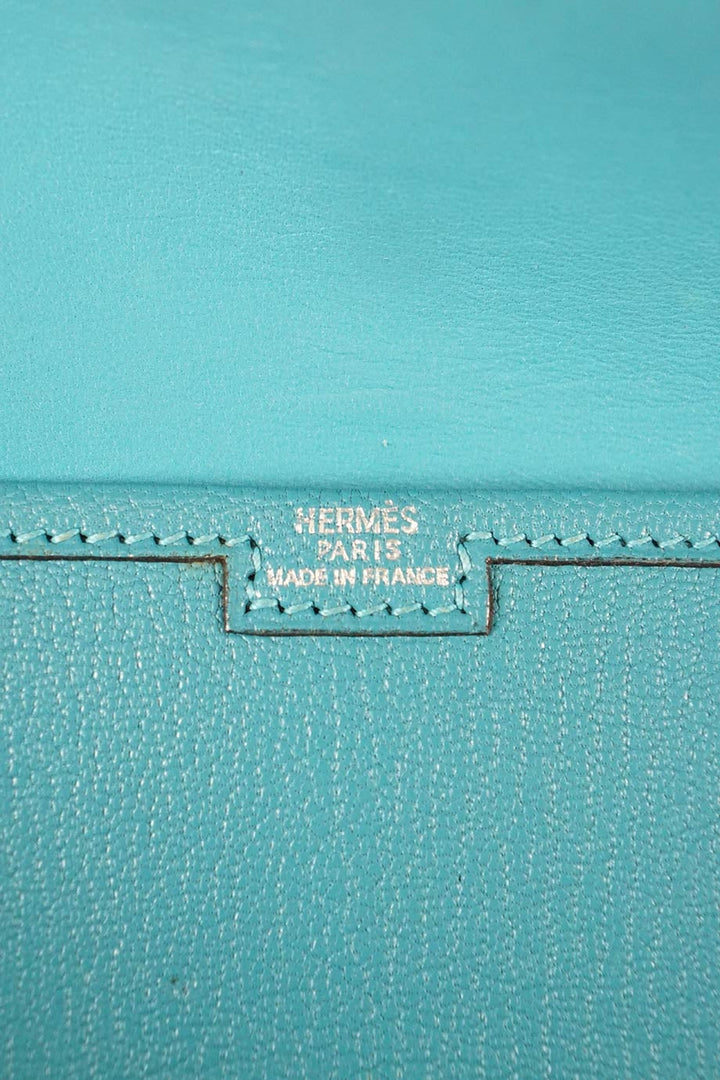 HERMeS turquoise jige leather clutch