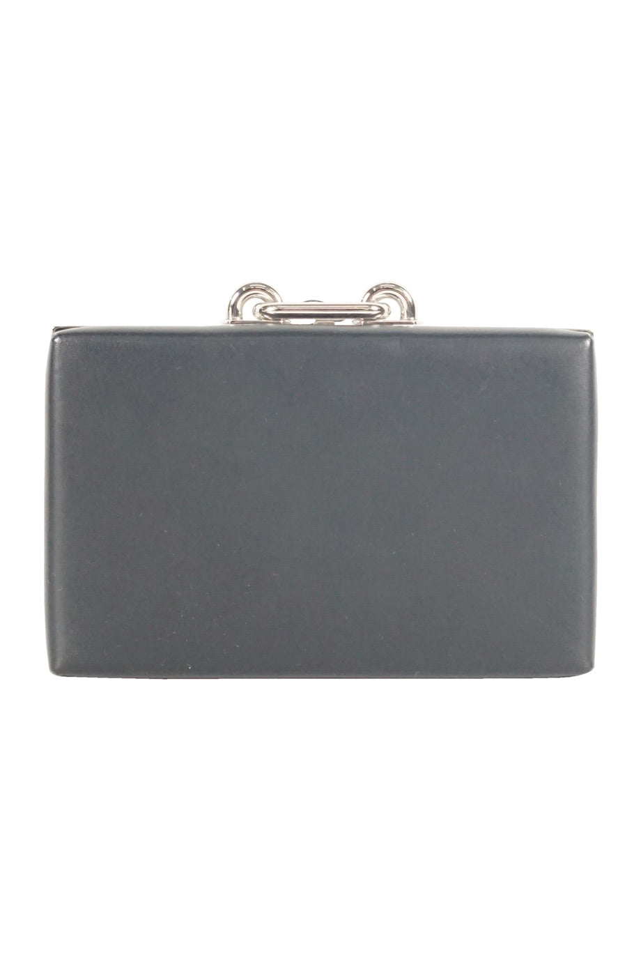 Top Quality Balenciaga black leather with silver clasp clutch