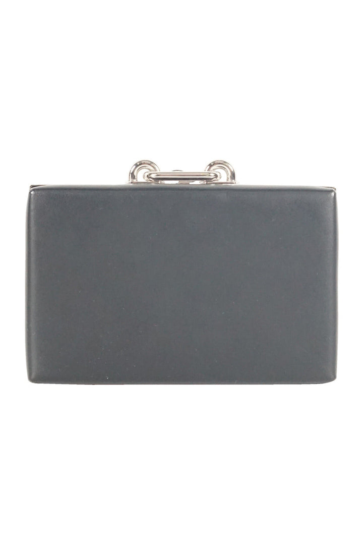 Top Quality Balenciaga black leather with silver clasp clutch