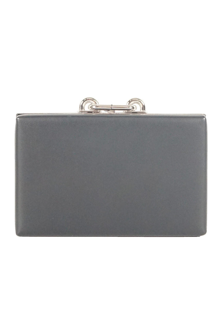 Top Quality Balenciaga black leather with silver clasp clutch