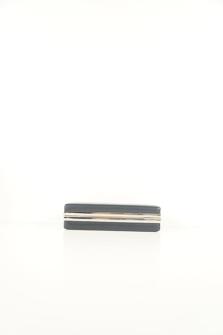 Top Quality Balenciaga black leather with silver clasp clutch