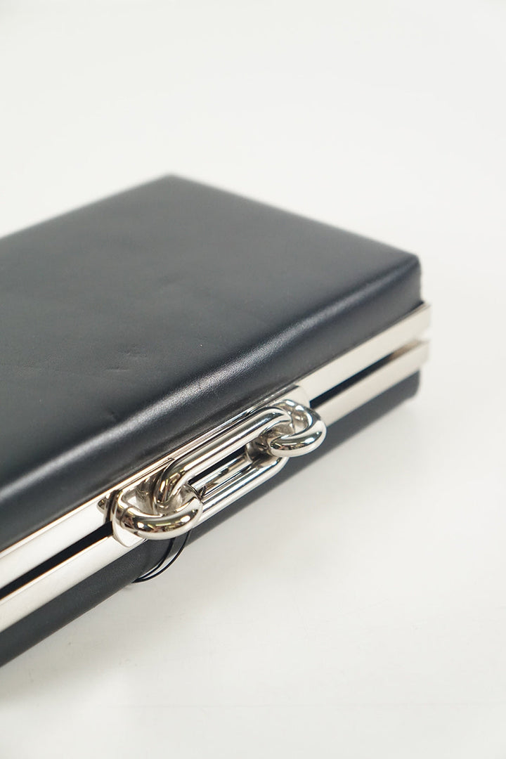 Top Quality Balenciaga black leather with silver clasp clutch