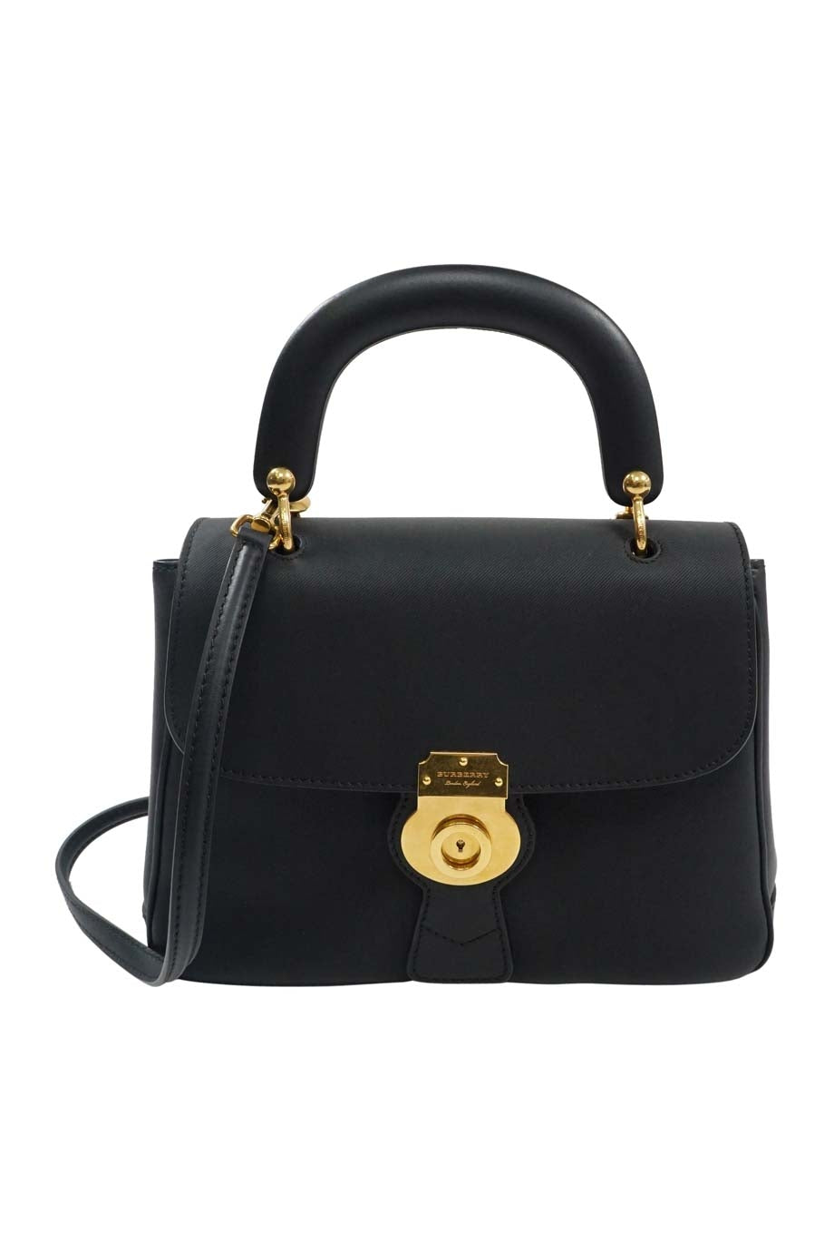 Top Quality Burberry Black Medium Trench Leather DK88 Top Handle Bag with detachable shoulder strap