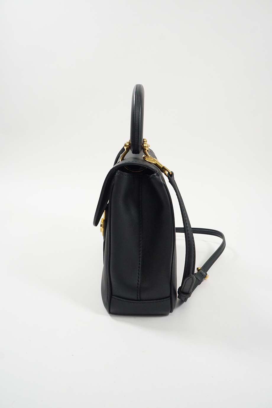Top Quality Burberry Black Medium Trench Leather DK88 Top Handle Bag with detachable shoulder strap