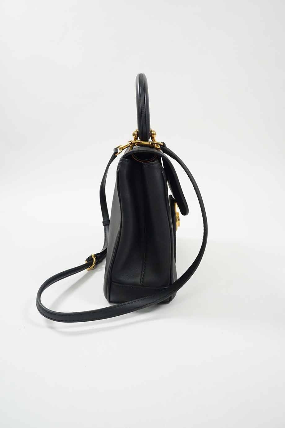 Top Quality Burberry Black Medium Trench Leather DK88 Top Handle Bag with detachable shoulder strap