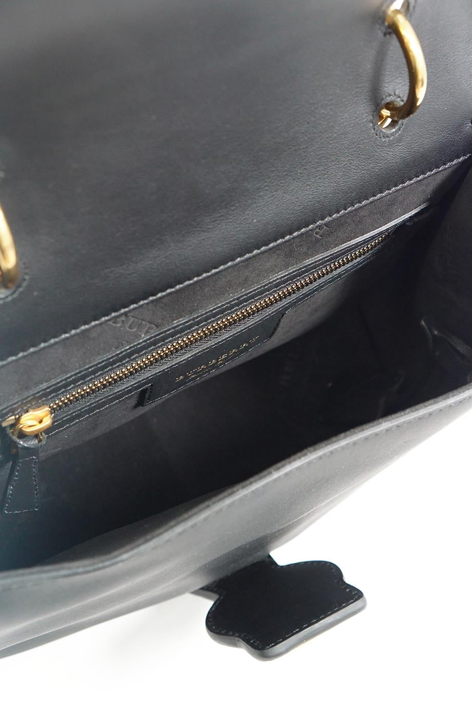 Top Quality Burberry Black Medium Trench Leather DK88 Top Handle Bag with detachable shoulder strap