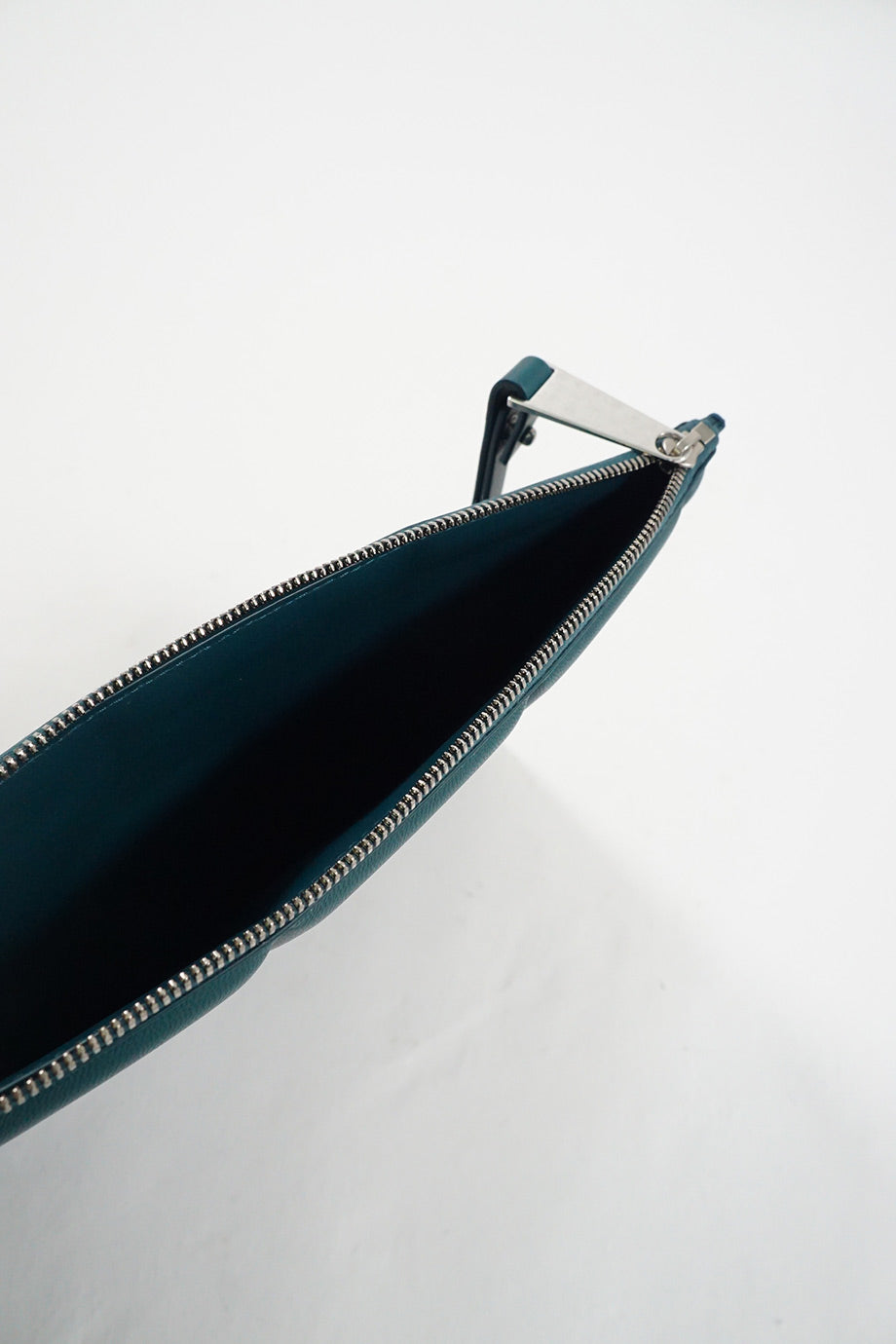 Bottega veneta Dark Green Grid Zipped Clutch Bag