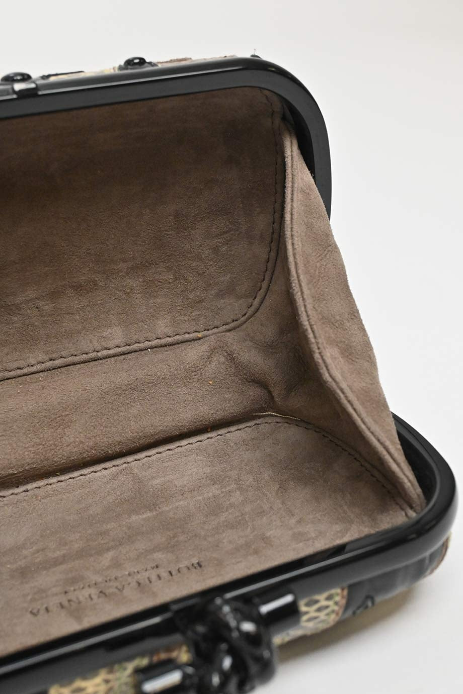 Bottega veneta Black and Brown Knot Butterfly Snakeskin Clutch Black