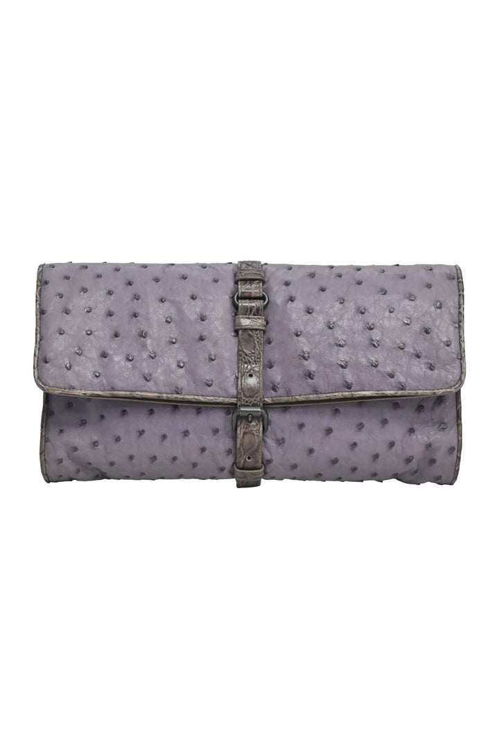 Bottega veneta Mauve ostrich leather tri-fold clutch