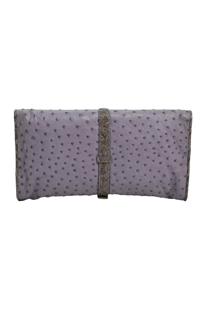 Bottega veneta Mauve ostrich leather tri-fold clutch