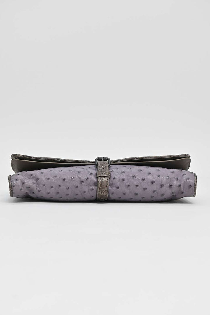Bottega veneta Mauve ostrich leather tri-fold clutch