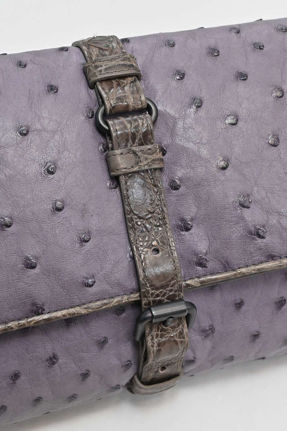 Bottega veneta Mauve ostrich leather tri-fold clutch
