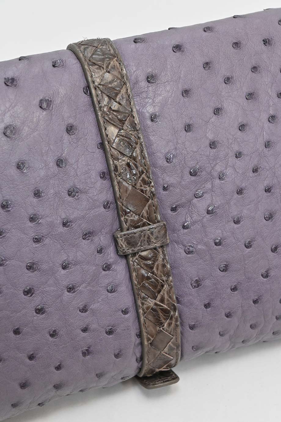 Bottega veneta Mauve ostrich leather tri-fold clutch