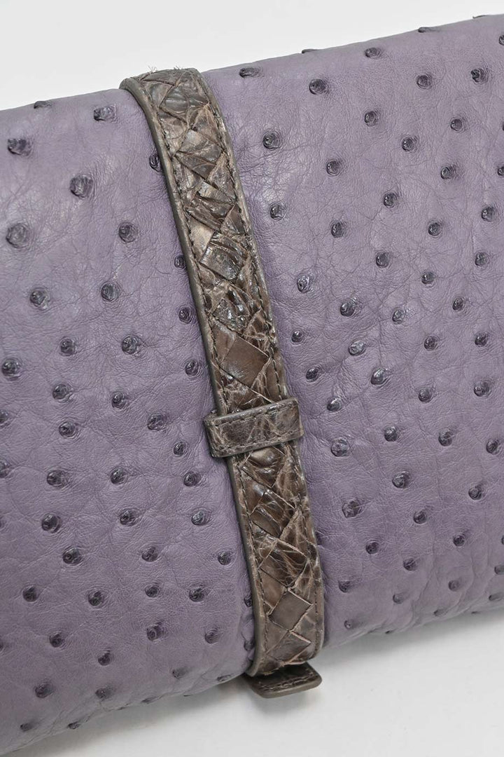 Bottega veneta Mauve ostrich leather tri-fold clutch