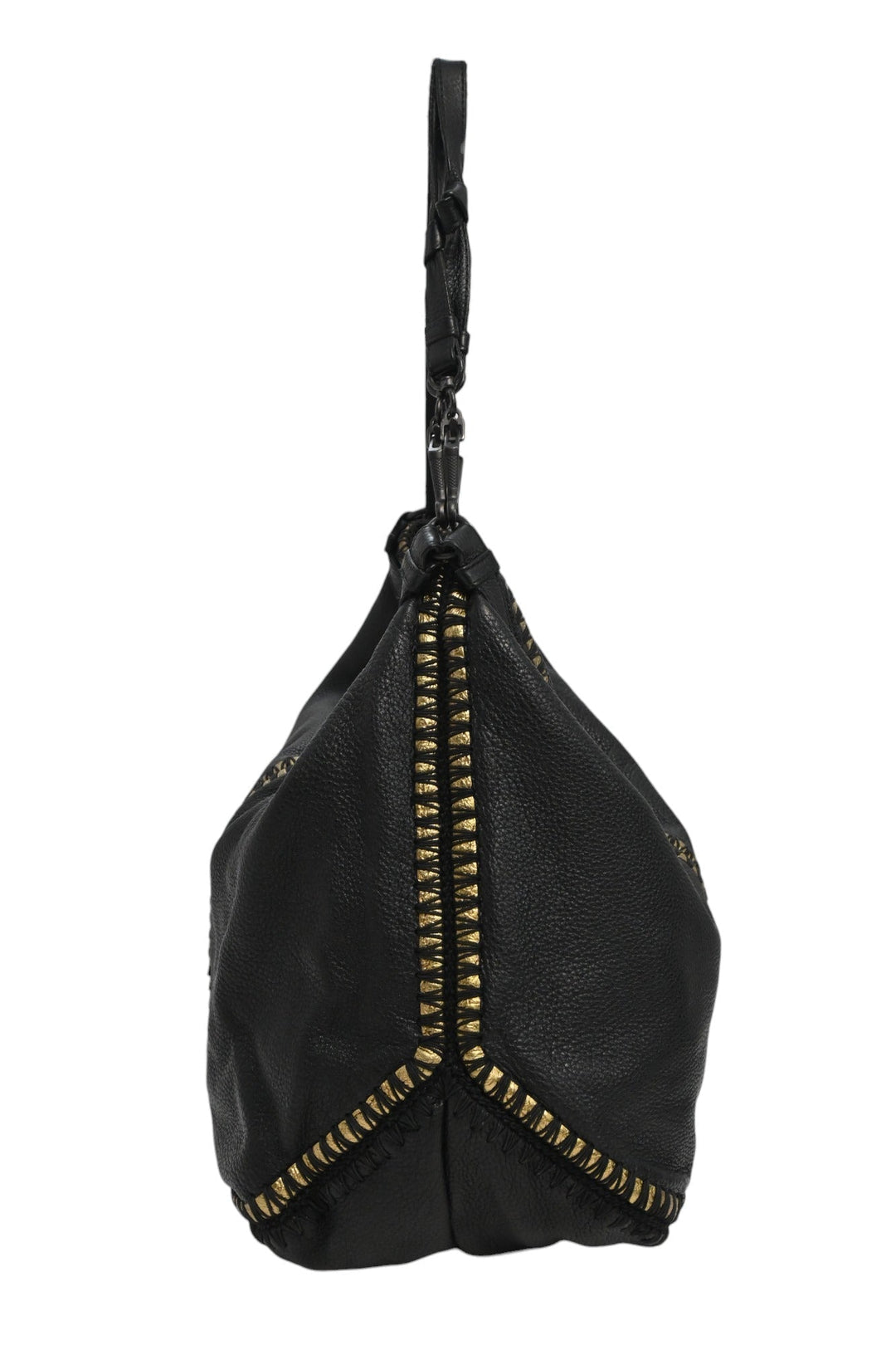 Bottega veneta Black and gold foiled leather Oro Cervo Ucinetto two-way hobo bag with detachable shoulder strap