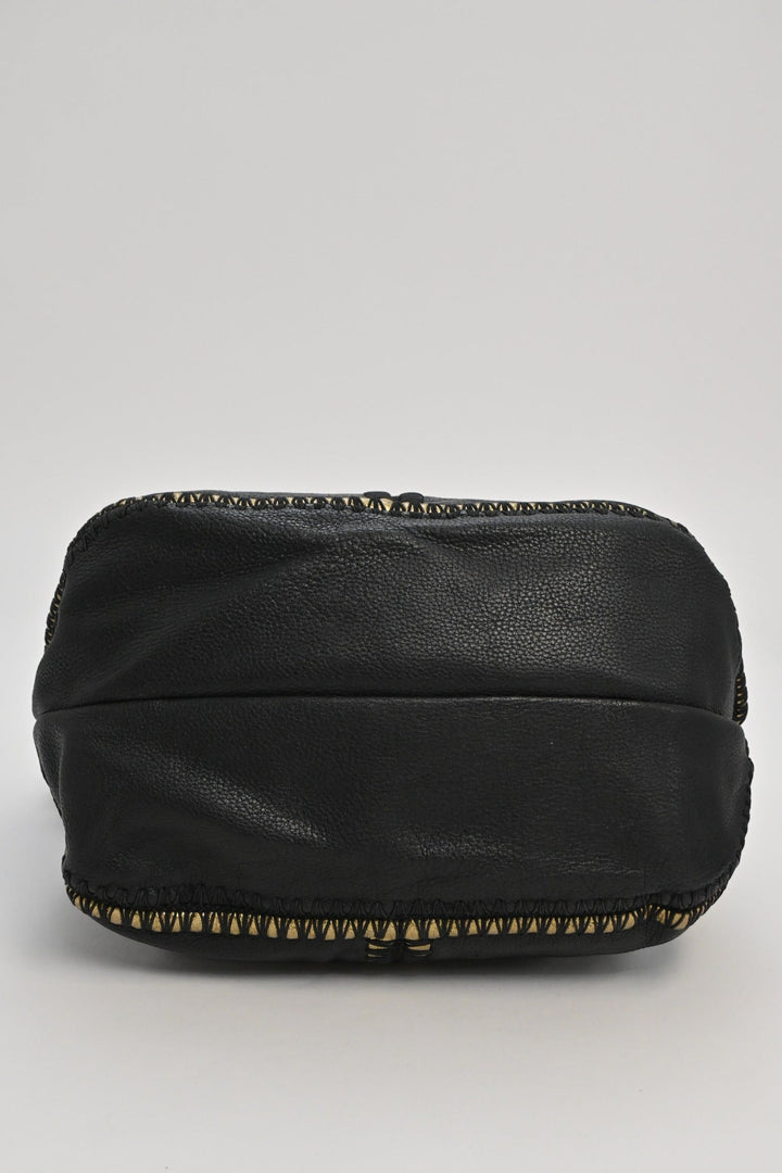 Bottega veneta Black and gold foiled leather Oro Cervo Ucinetto two-way hobo bag with detachable shoulder strap