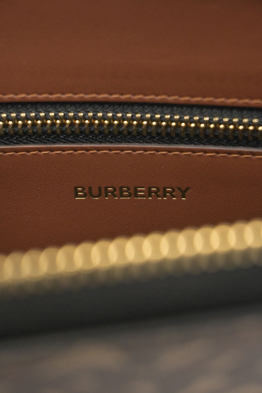 Burberry Brown coated TB monogram E-canvas and leather zip pouch