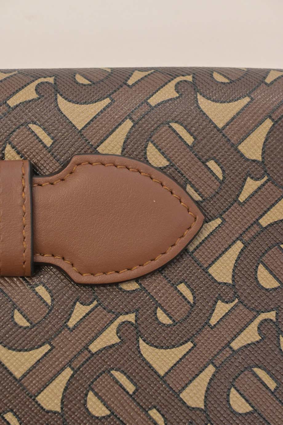 Burberry Brown coated TB monogram E-canvas and leather zip pouch