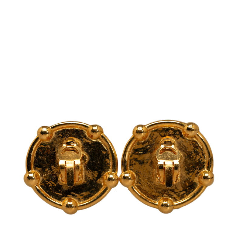 Top Quality Chanel Vintage Coco Mark Round Earrings Gold Plated Women's