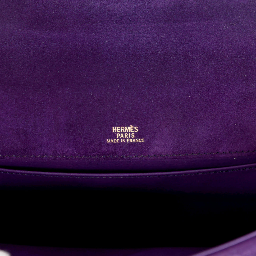 Vintage Hermes Kelly Pochette Violet Doblis Gold Hardware