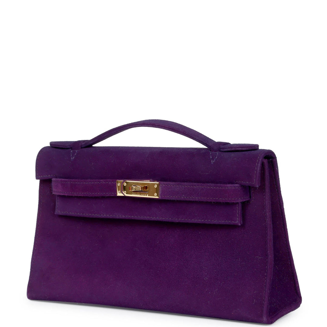 Hermes Kelly Pochette Violet Doblis Gold Hardware