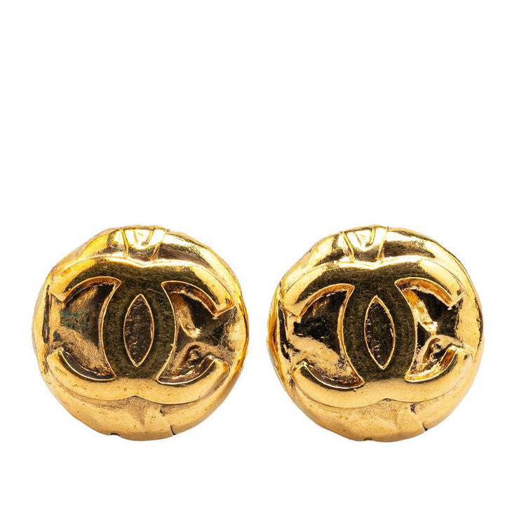 Top Quality Chanel Vintage Coco Mark Round Earrings Gold