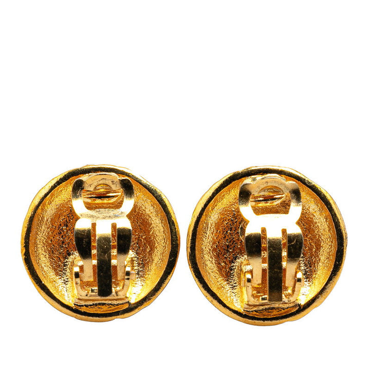 Top Quality Chanel Vintage Coco Mark Round Earrings Gold