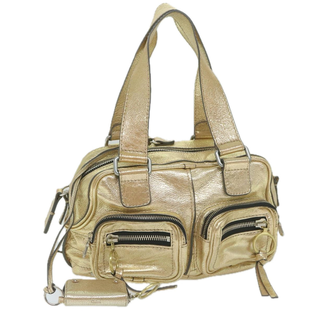 Chloe Shoulder Bag Leather Gold Tone uy155