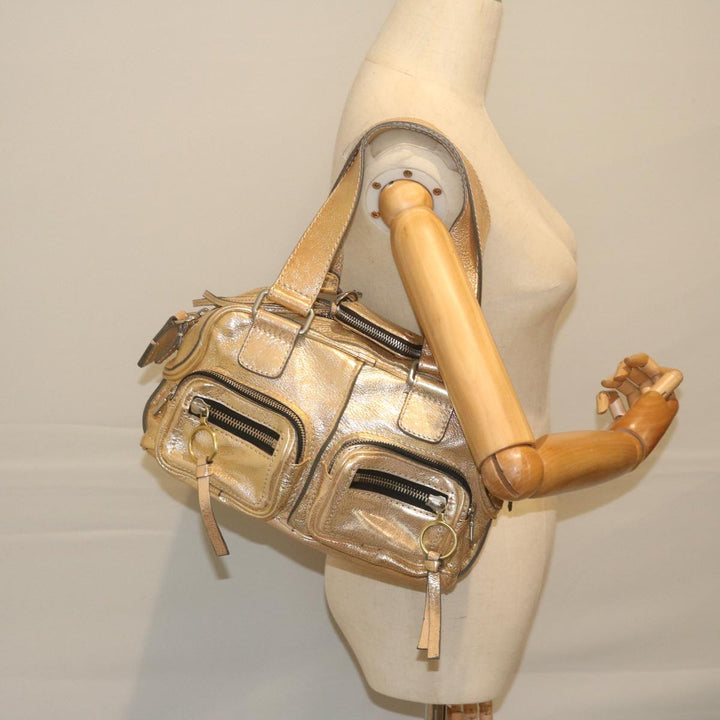 Chloe Shoulder Bag Leather Gold Tone uy155