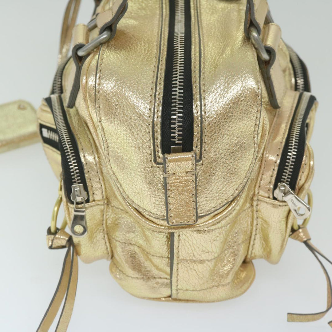 Chloe Shoulder Bag Leather Gold Tone uy155