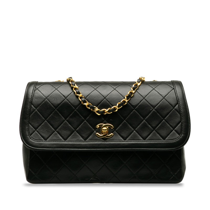 Top Quality Chanel Vintage Matlasse Chain Shoulder Bag Black Lambskin